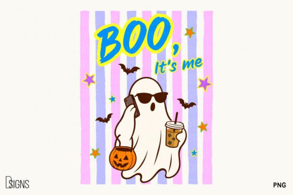 Download Cute Halloween Coffee Ghost Boo Stripes - Ghost boo Collection
